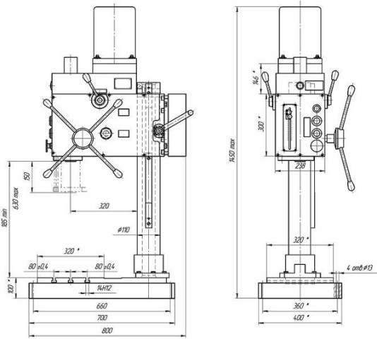 габариты станка 2С125